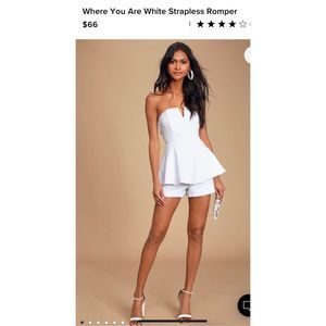 LULUS Where You Are White Strapless Romper